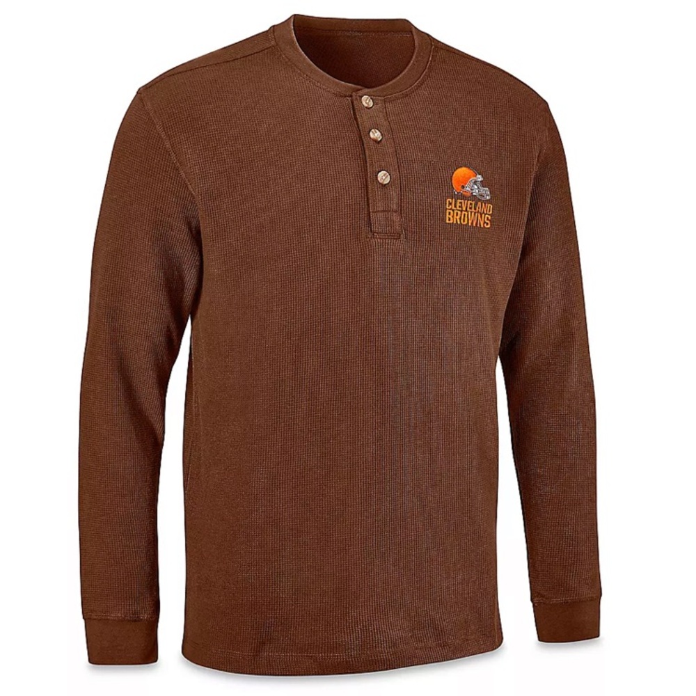 Dunbrooke Cleveland Browns Men’s Thermal Henley Long Sleeve Shirt, Size XL